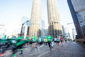 Runners on course at the Bank of America Shamrock Shuffle